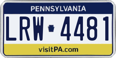 PA license plate LRW4481