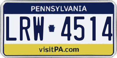 PA license plate LRW4514
