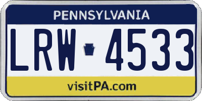PA license plate LRW4533