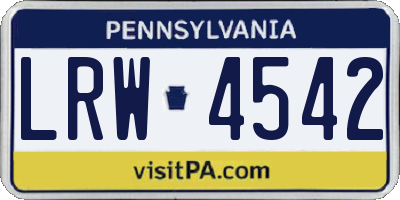 PA license plate LRW4542
