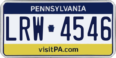 PA license plate LRW4546