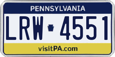 PA license plate LRW4551