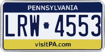 PA license plate LRW4553