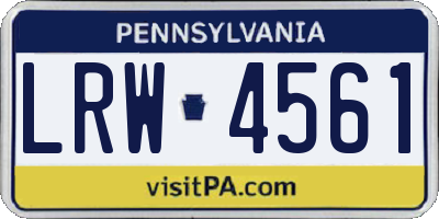 PA license plate LRW4561
