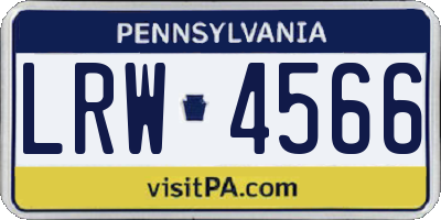 PA license plate LRW4566