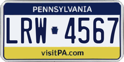 PA license plate LRW4567
