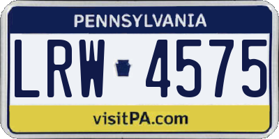 PA license plate LRW4575