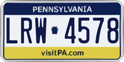 PA license plate LRW4578