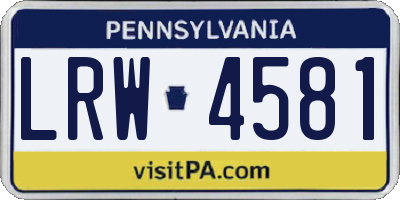 PA license plate LRW4581