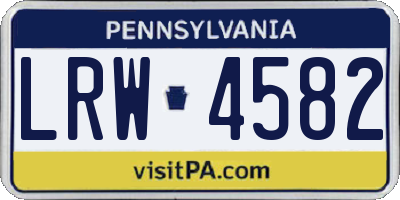 PA license plate LRW4582