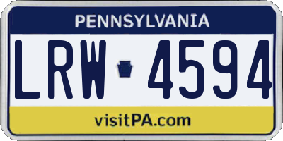 PA license plate LRW4594