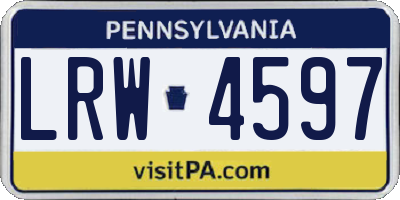 PA license plate LRW4597