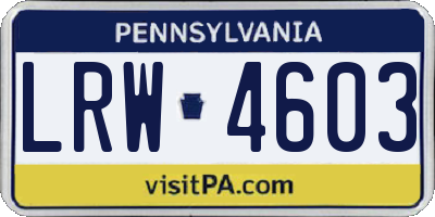 PA license plate LRW4603