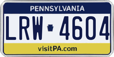 PA license plate LRW4604