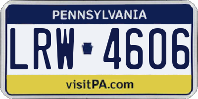 PA license plate LRW4606