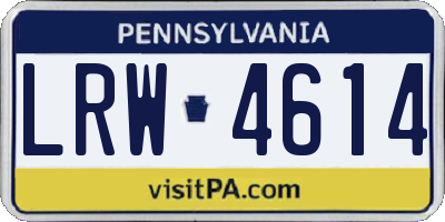 PA license plate LRW4614
