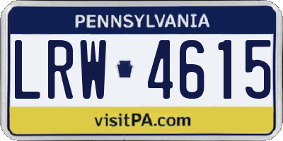 PA license plate LRW4615