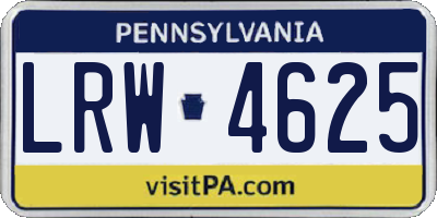 PA license plate LRW4625