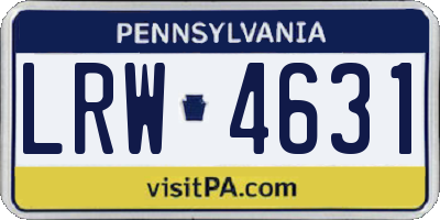 PA license plate LRW4631