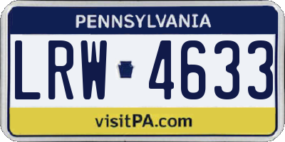PA license plate LRW4633