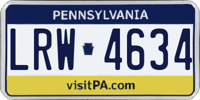 PA license plate LRW4634