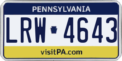 PA license plate LRW4643