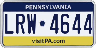 PA license plate LRW4644