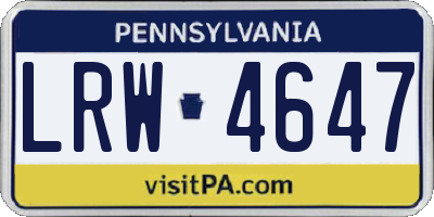 PA license plate LRW4647