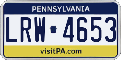 PA license plate LRW4653