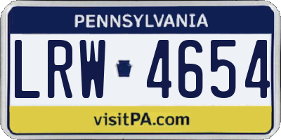 PA license plate LRW4654