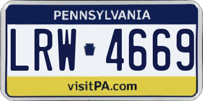 PA license plate LRW4669