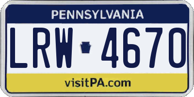 PA license plate LRW4670