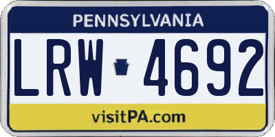 PA license plate LRW4692