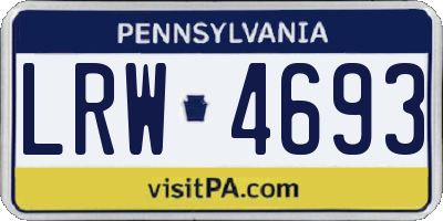 PA license plate LRW4693