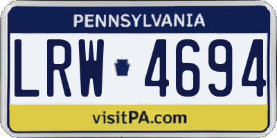 PA license plate LRW4694