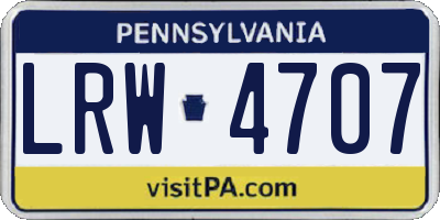 PA license plate LRW4707