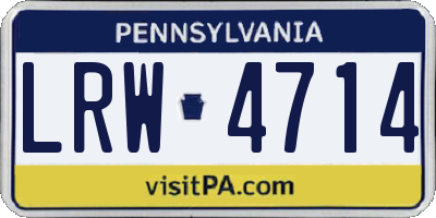 PA license plate LRW4714