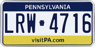 PA license plate LRW4716