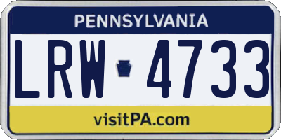 PA license plate LRW4733