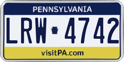 PA license plate LRW4742