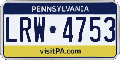 PA license plate LRW4753