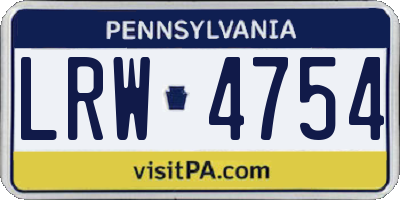 PA license plate LRW4754