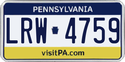 PA license plate LRW4759