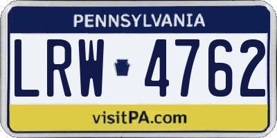 PA license plate LRW4762