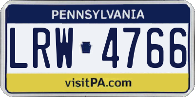 PA license plate LRW4766
