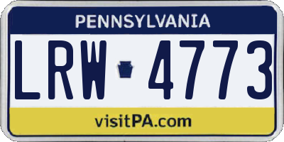 PA license plate LRW4773