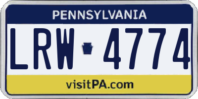 PA license plate LRW4774