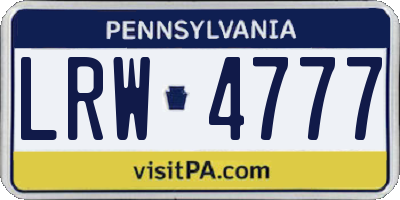 PA license plate LRW4777