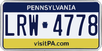 PA license plate LRW4778