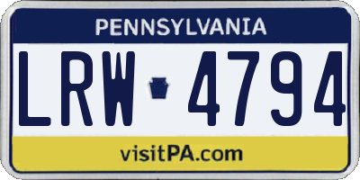PA license plate LRW4794